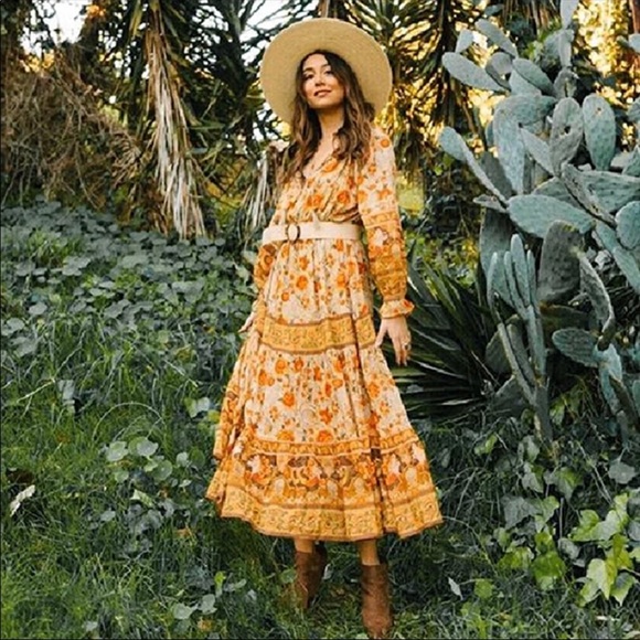 Long Sleeve Boho Floral Gypsy Print Maxi Dress - Picture 4 of 13